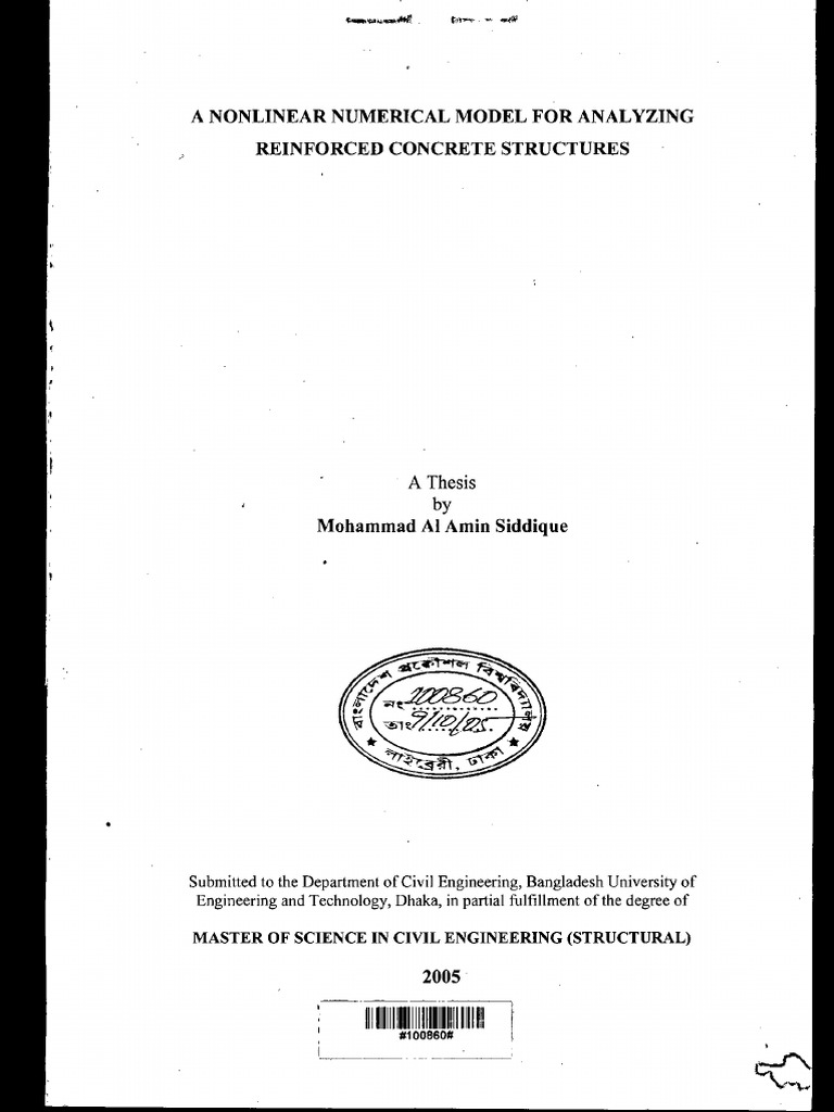 Nonlinear Model for RC Structure Analysis | PDF | Strength Of Materials ...
