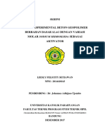 Liesly Felicity - Studi Eksperimental Beton Geopolimer Berbahan Dasar Slag Dengan Variasi Molar Sodium Hidroksida Sebagai Aktivator PDF