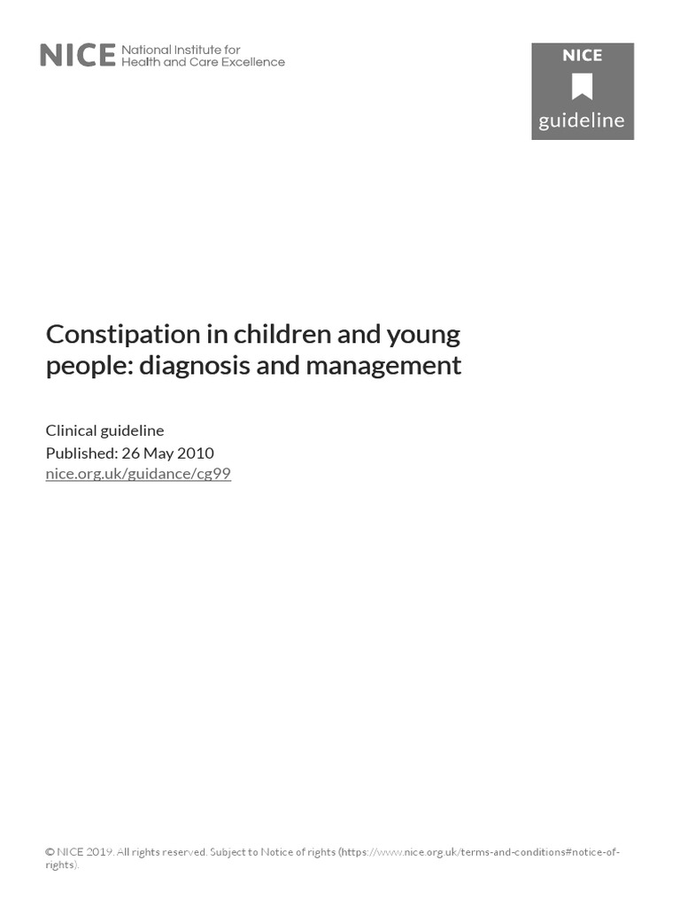 Constipation in Children and Young People Diagnosis and Management PDF ...