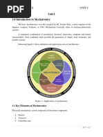 Unit-I 1.0 Introduction To Mechatronics