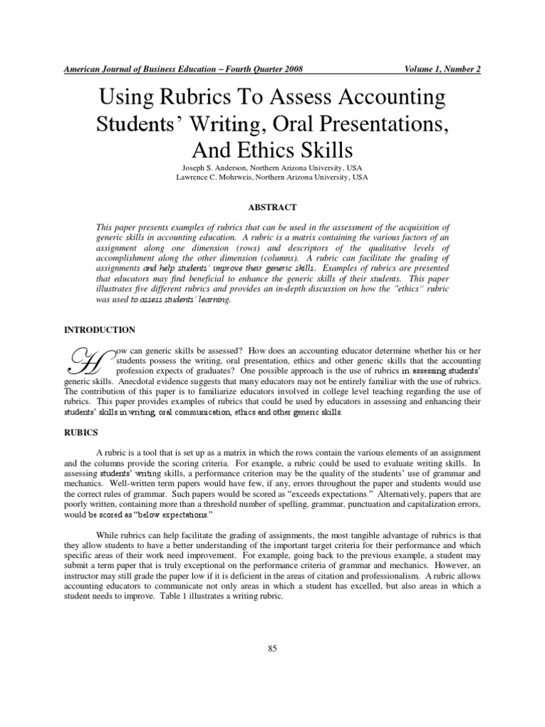 Academic essay evaluation rubric picture