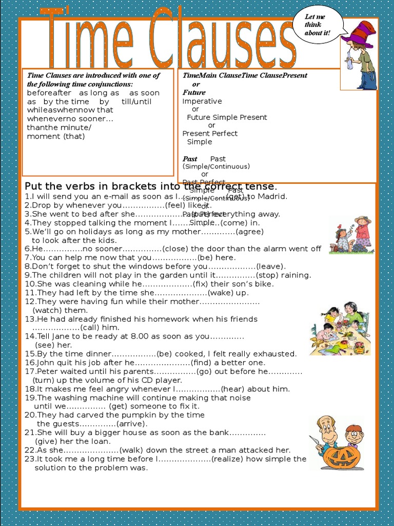Time Clauses PDF Grammatical Tense Onomastics