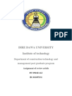 Dire Dawa University Institute of Technology: Department of Construction Technology and Management Post Graduate Program