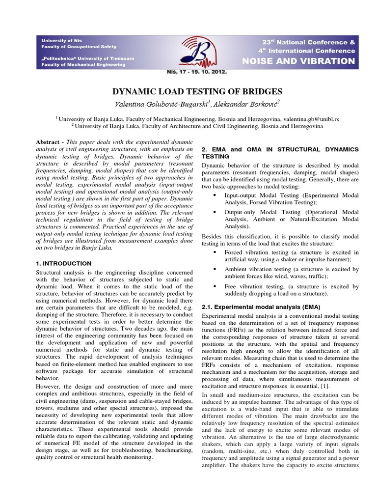 Dynamic Load Testing of Bridges | PDF | Spectral Density | Normal Mode