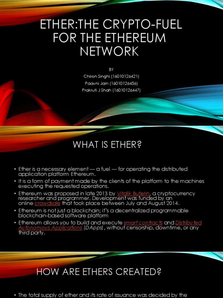 Ether:The Crypto-Fuel For The Ethereum Network | PDF | Distributed  Computing | Computing