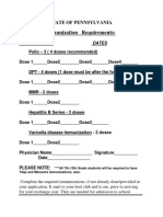 Immunization Form For The State of Pennsylvania 2016