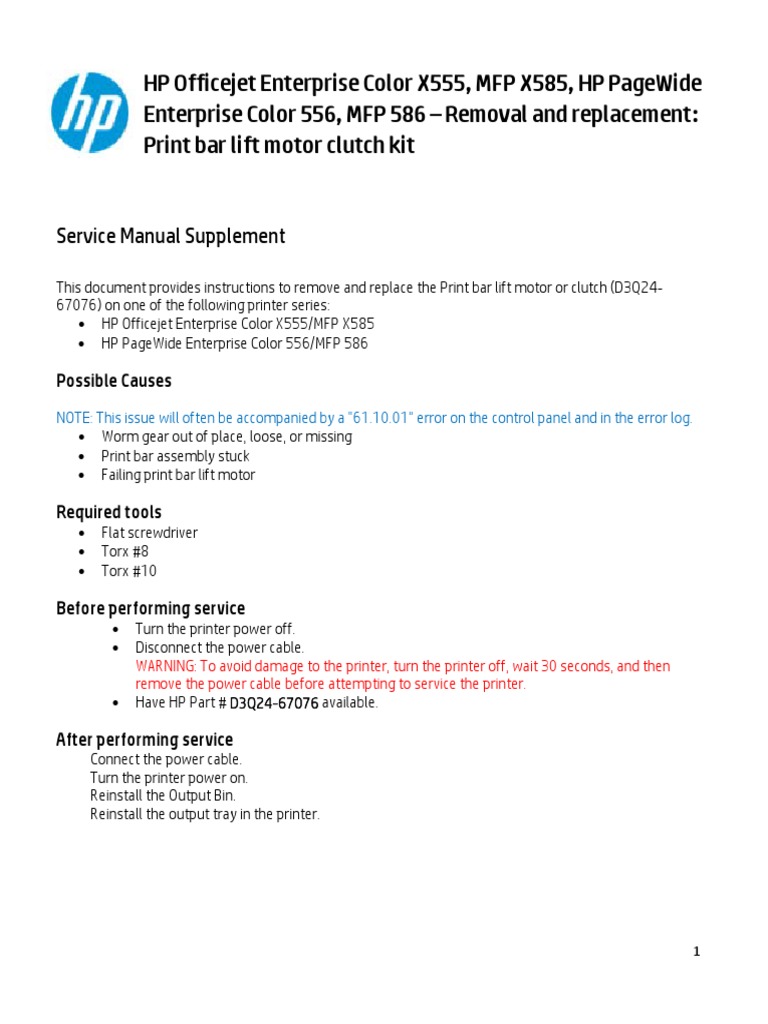 hp pagewide 586 service access code