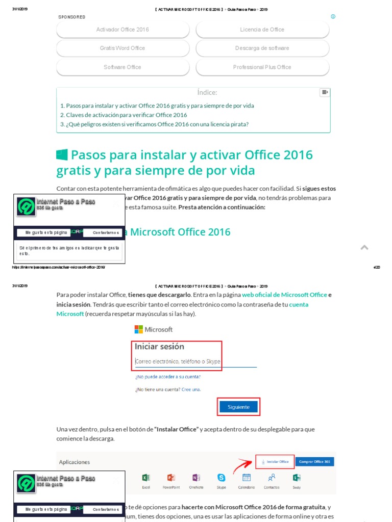 ACTIVAR MICROSOFT OFFICE 2016 】▷ Guía Paso a Paso ▷ 2019 | PDF | Microsoft  | Microsoft Office