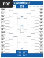 March Madness Printable Bracket Teams 2019