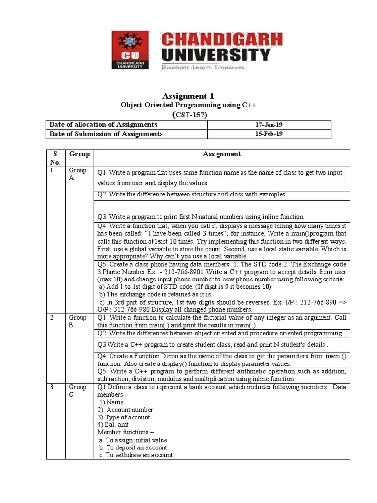 Assignment-1) | PDF | Subroutine | Constructor (Object Oriented ...