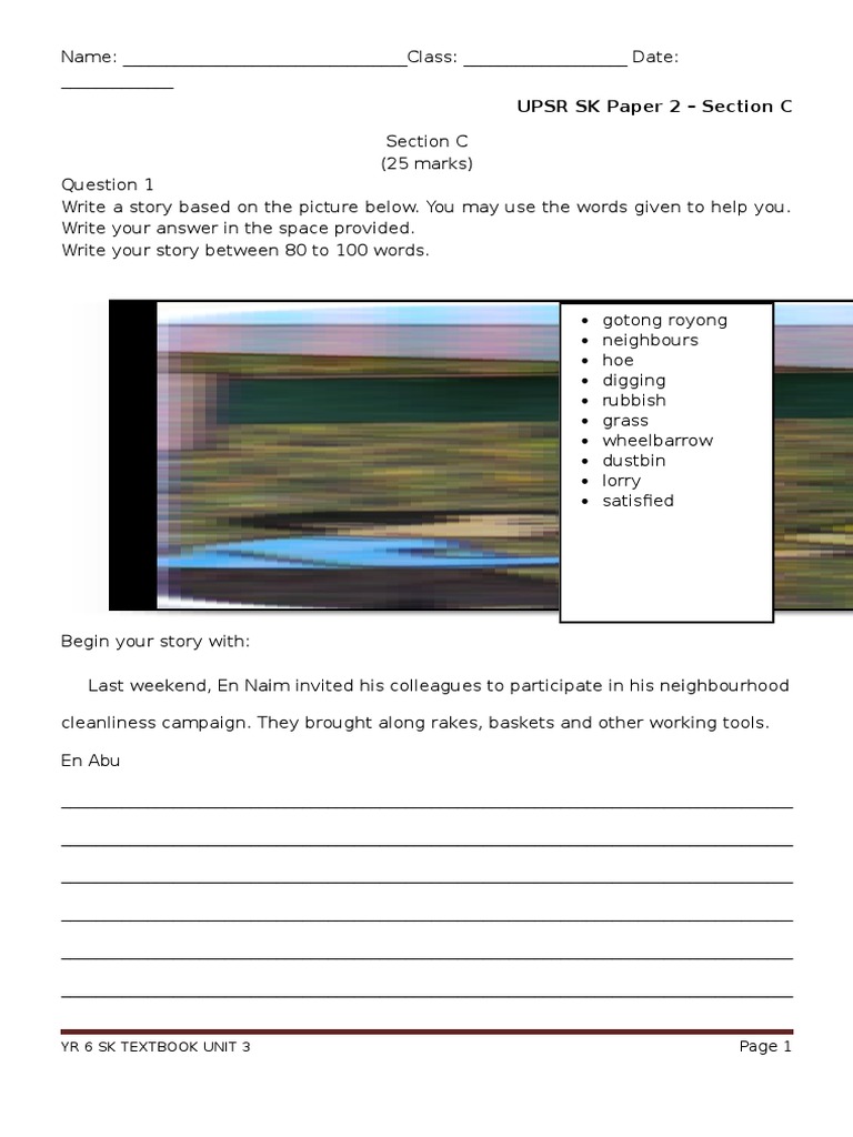 UPSR SK Paper 2 Story Writing Guide | PDF | Leisure