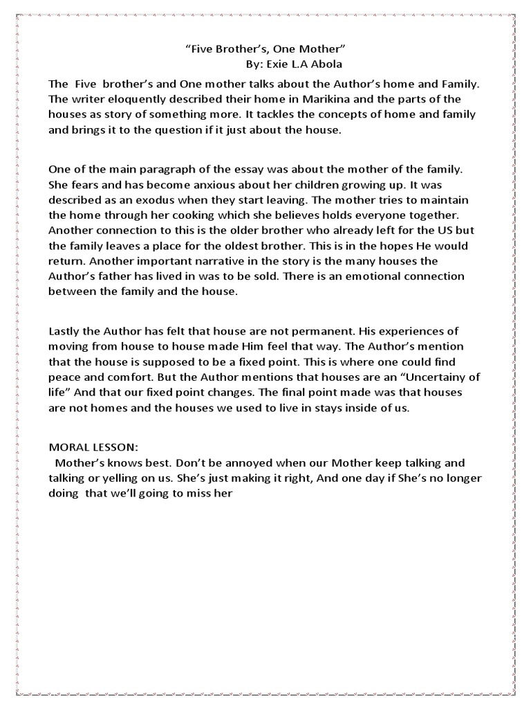 Five Brothers, One Mother PDF