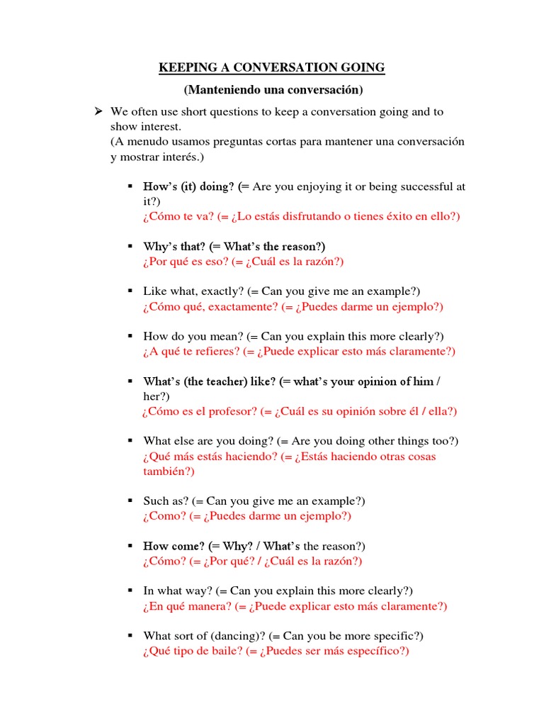 Preguntas Clave para Mantener Conversaciones | PDF