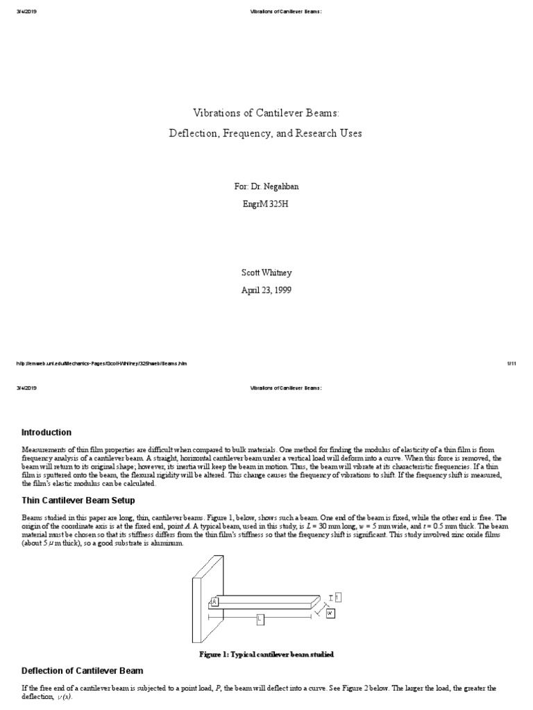 Cantilever Beam Vibration Analysis | PDF | Bending | Normal Mode