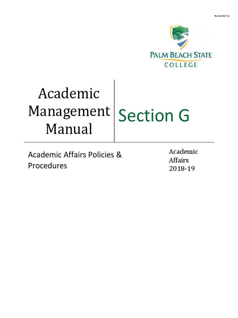 Academic Management Manual: Section G | PDF | Academic Term ...
