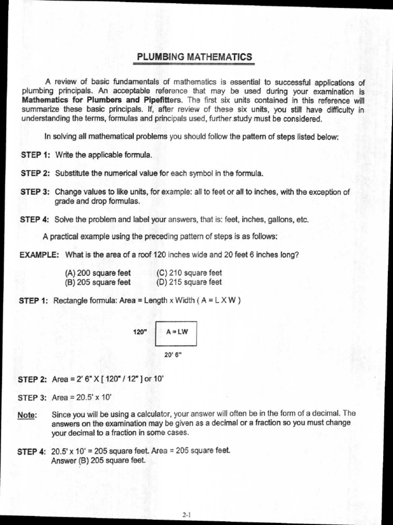 Plumbing Math Fundamentals Guide | PDF | Area | Gallon
