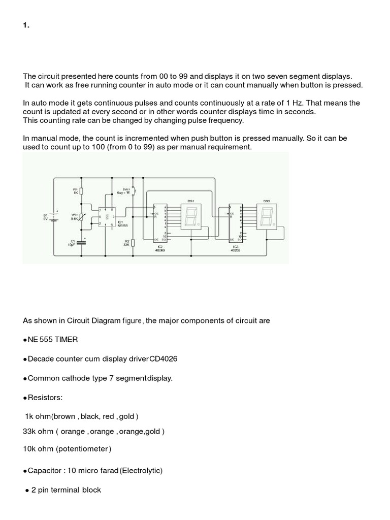 2 Digit Counter | PDF | Digital Electronics | Electrical Engineering
