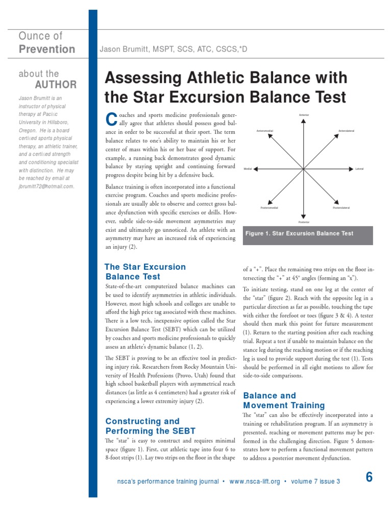 Assessing Athletic Balance With The Star Excursion Balance Test | PDF