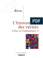 Alain Badiou Limmanence Des Verites Letre Et Levenement 3 PDF