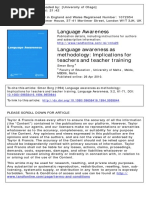 Language Awareness: To Cite This Article: Simon Borg (1994) Language Awareness As Methodology