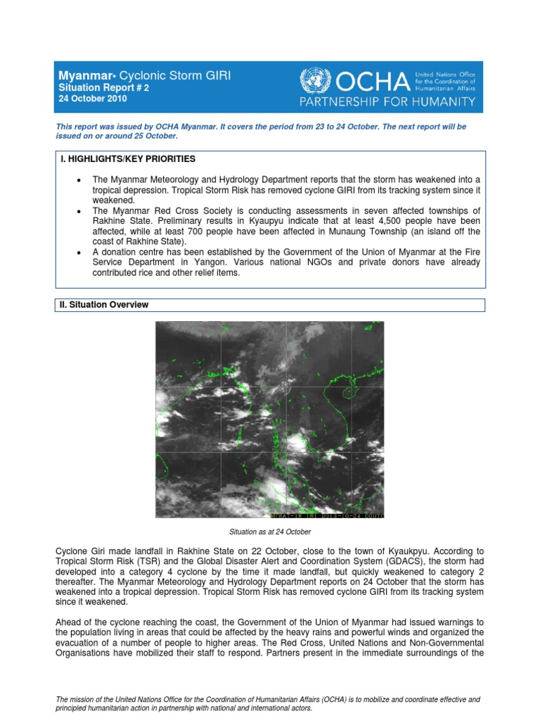 Cyclonic Storm GIRI: Myanmar | PDF | Tropical Cyclones | Windstorms