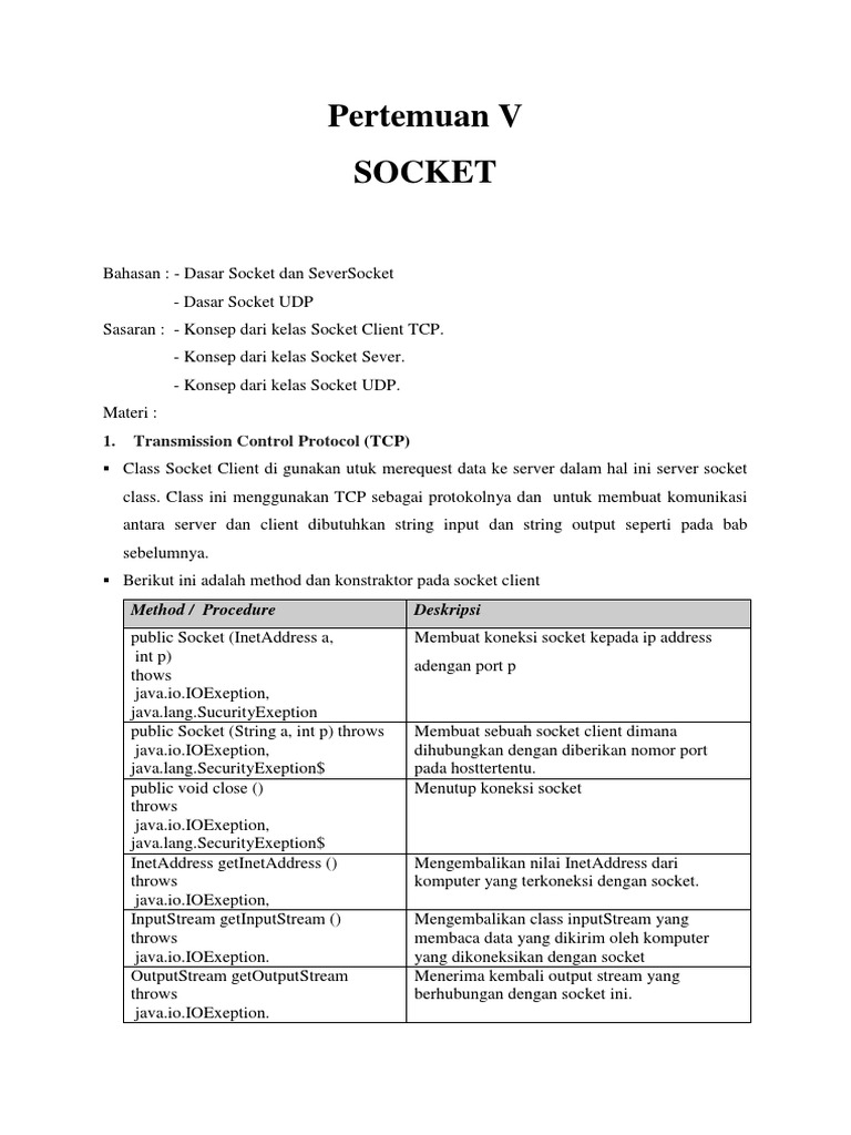 Dasar Socket TCP dan UDP dalam Java | PDF