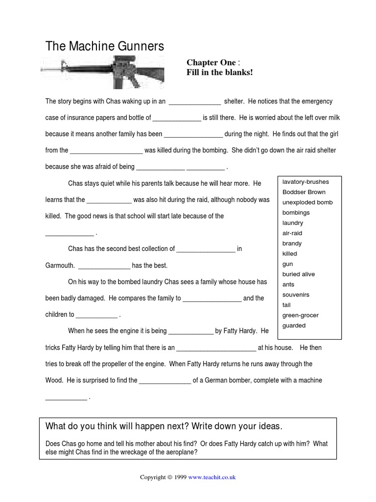 The Machine Gunner - Chapter 1 - Fill in The Blank | PDF | Violence