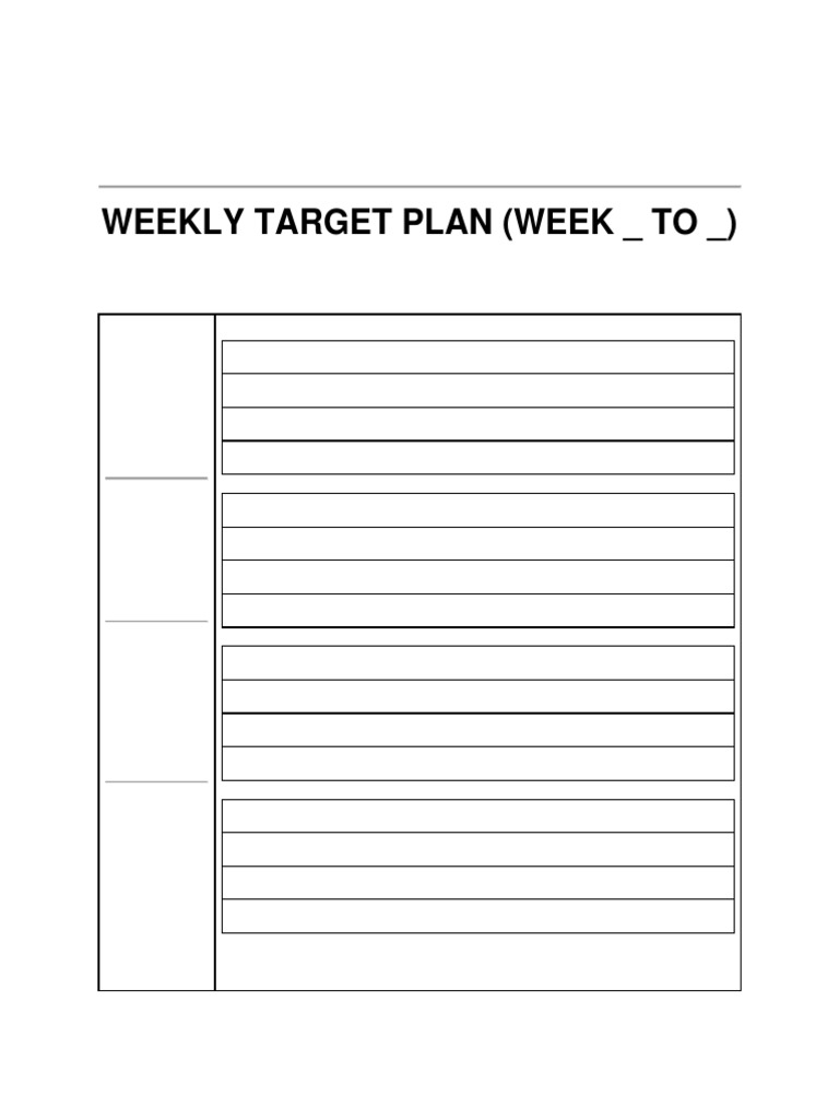 WEEKLY TARGET PLAN Template