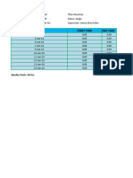 Date Start Time End Time: Weekly Totals: 48 Hrs