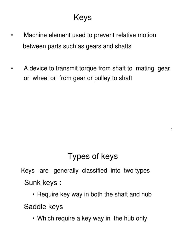 Machine Element Used To Prevent Relative Motion Between Parts Such As ...