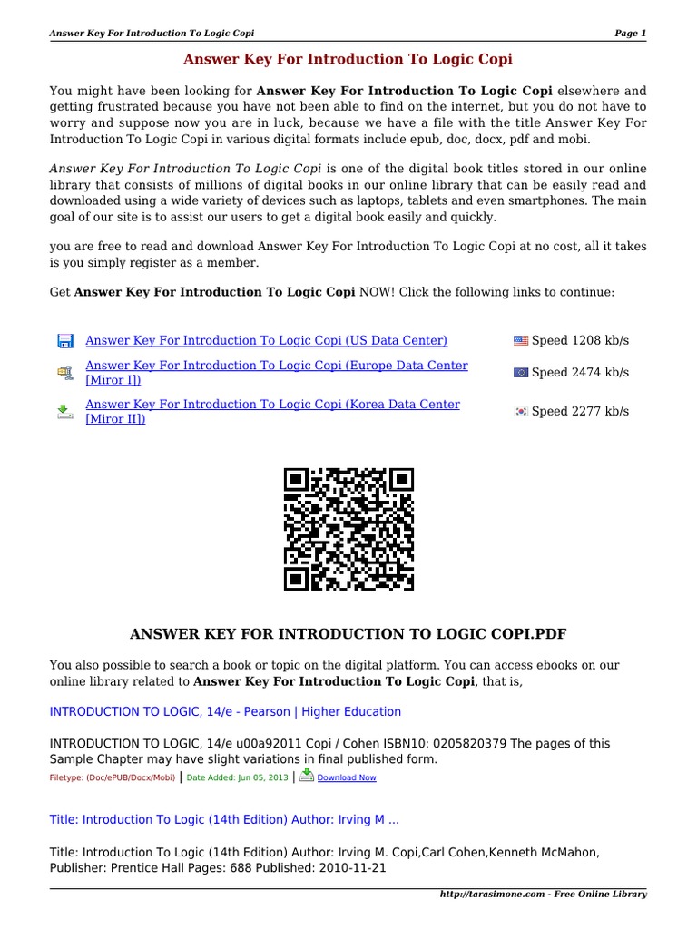 Introduction To Logic Exercise Answers