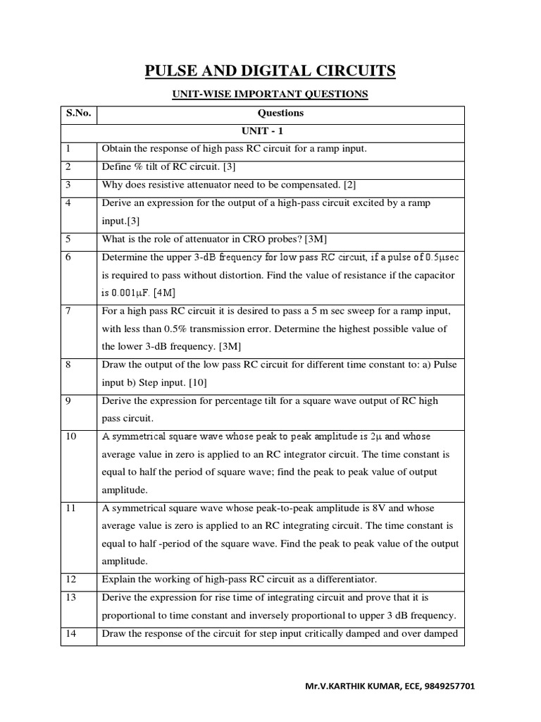 Unit-wise Important Questions on PDC | PDF | Logic Gate | Electrical ...
