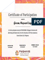 Certificate of Participation: Gioram Maynard Lago