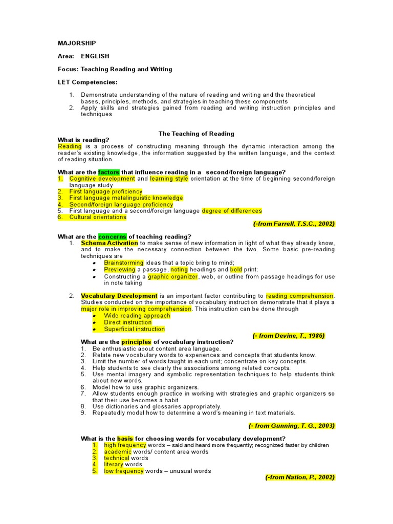 Teaching Reading & Writing Skills | PDF | Reading Comprehension ...