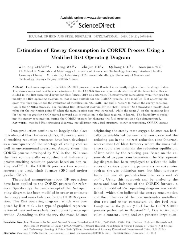 Energy Efficiency in COREX Process | PDF