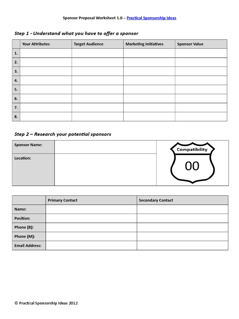Sponsorship Proposal Worksheet Psi | PDF | Social Media | Popular ...