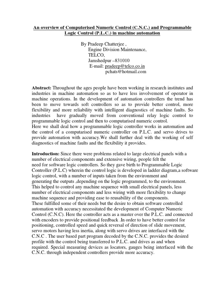 CNC and PLC Integration Overview | PDF | Programmable Logic Controller ...