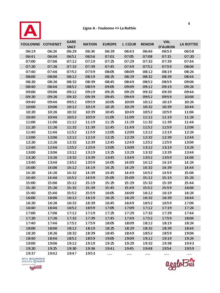 Horaires Bus de ville - MFCTG