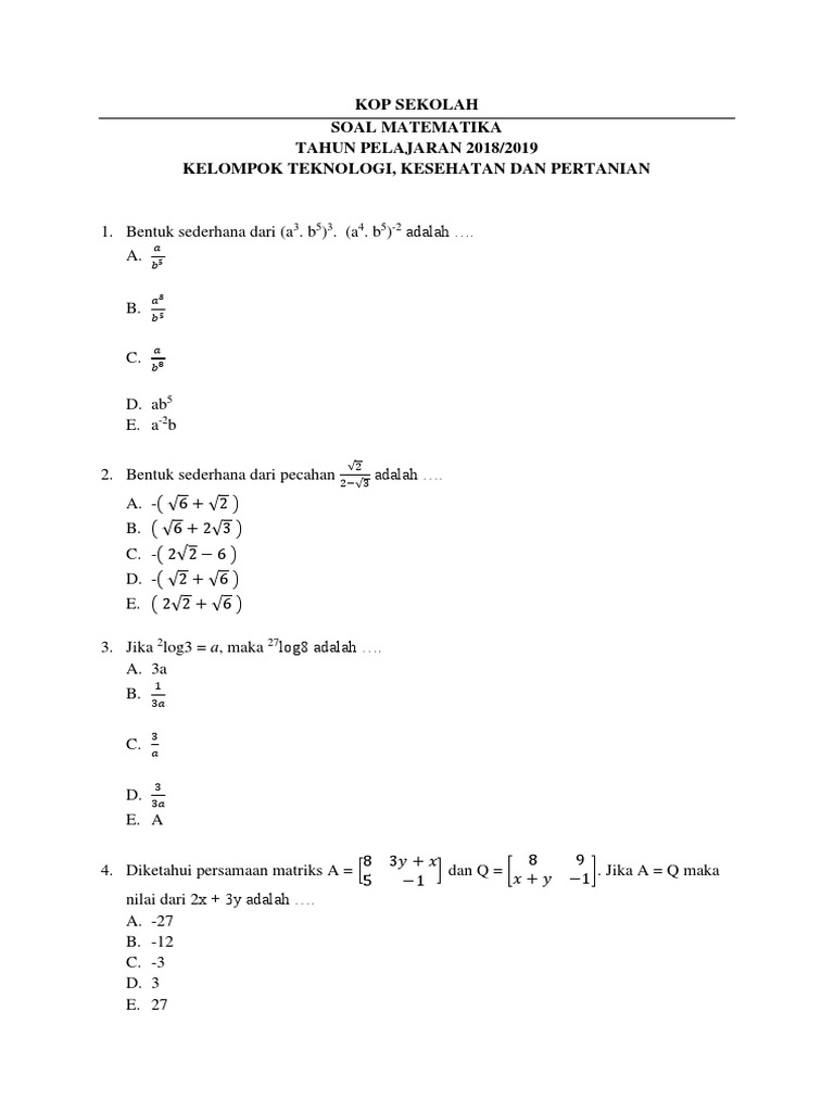 Soal Pot Mtk