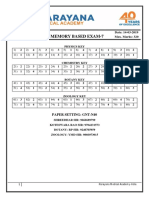 Memory Based Exam-7: Course: LT-N40 Date: 14-03-2019 Time: 1.00 Hrs Max. Marks: 320