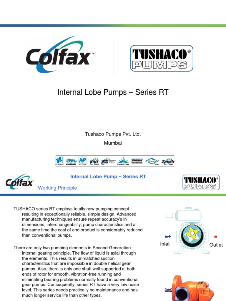 Tushaco RT Series Internal Lobe Pump | PDF | Lubricant | Pump