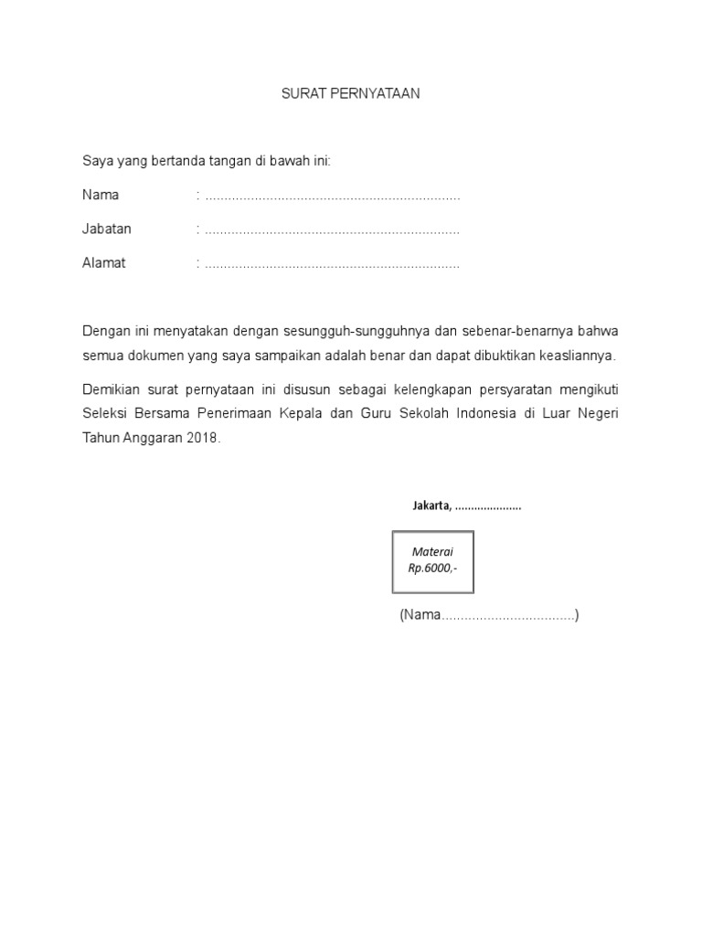 03 Format Surat Pernyataan Keaslian Dokumen Pdf