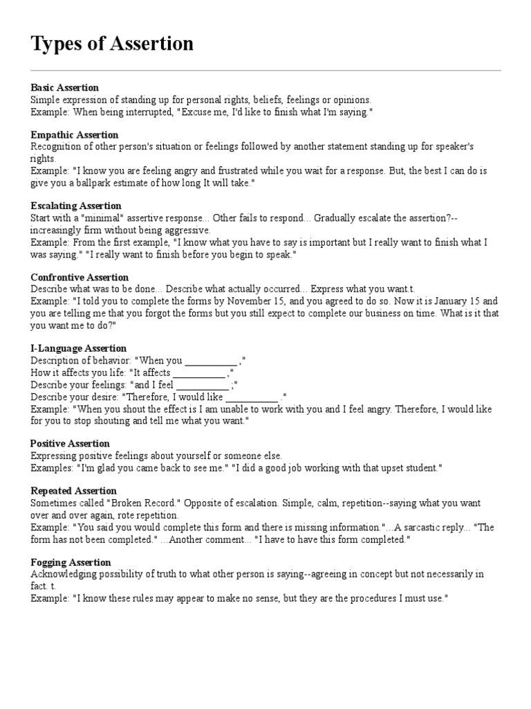 Types of Assertion Techniques | PDF