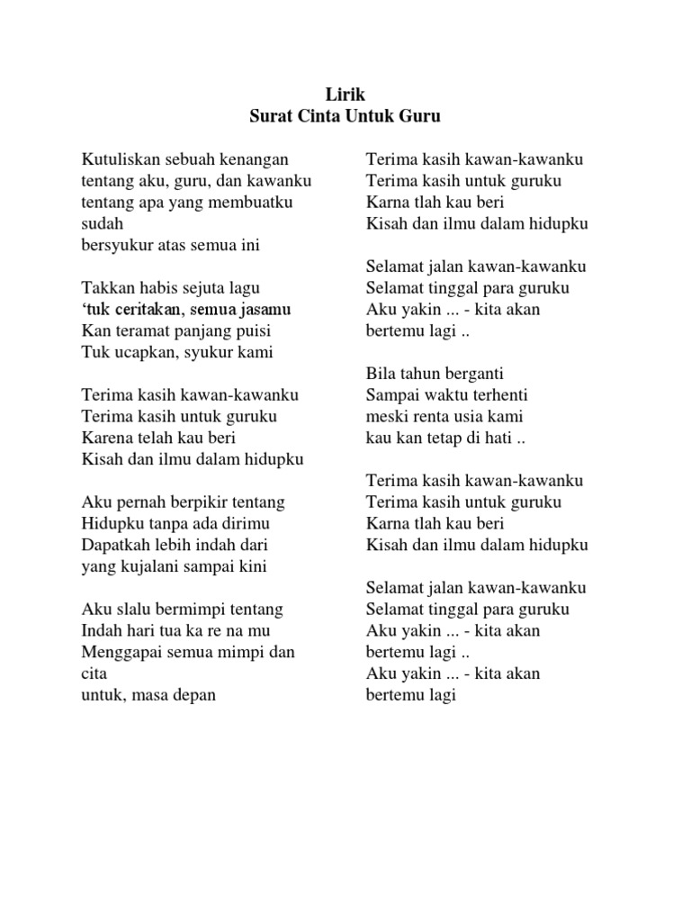 Lirik Terima Kasih Cinta