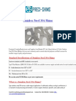 Standard Specifications of Stainless Steel 304 Shims