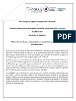 II Pre Congreso Argentino de Desarrollo Territorial y I Jornadas Patagónicas de Intercambio Disciplinar Sobre Desarrollo y Territorio -1ra Circular