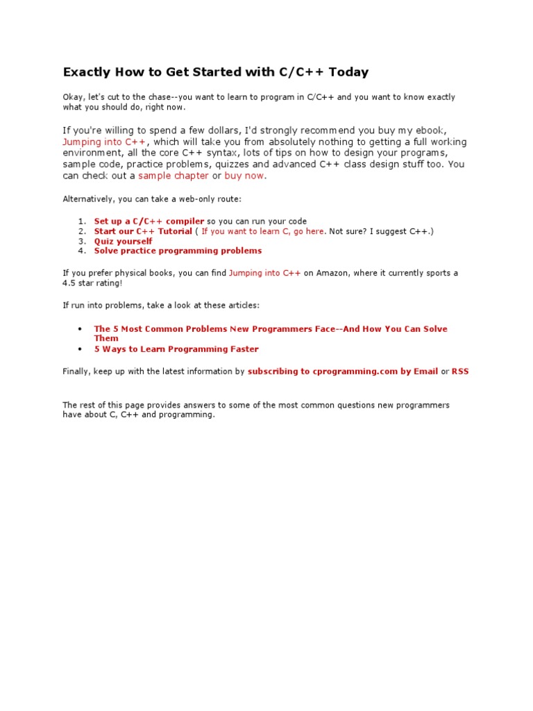 Exactly How To Get Started With C/C++ Today | PDF | C++ | Software ...