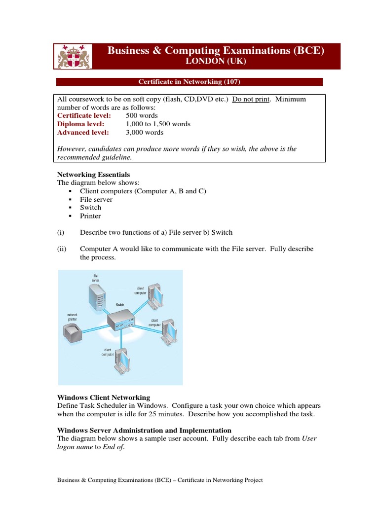 Certificate in Networking PDF