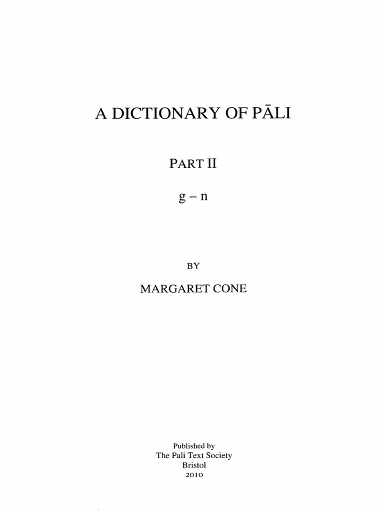Cone A Dictionary Of Pali Ii 10 Ga Na Pdf Pdf Sati Buddhism Indian Religions