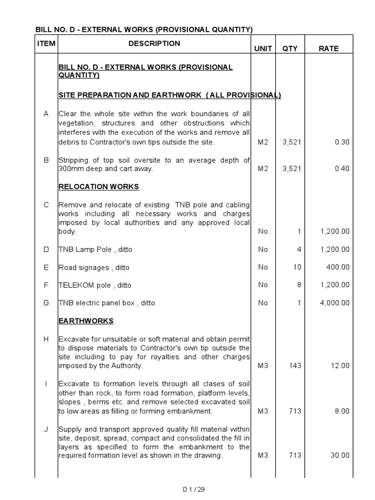 Sample BQ For Infra Works | PDF | Sanitary Sewer | Concrete